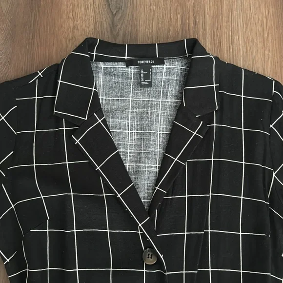 Cuffed Grid Print Romper from Forever 21 - Picture 3 of 5